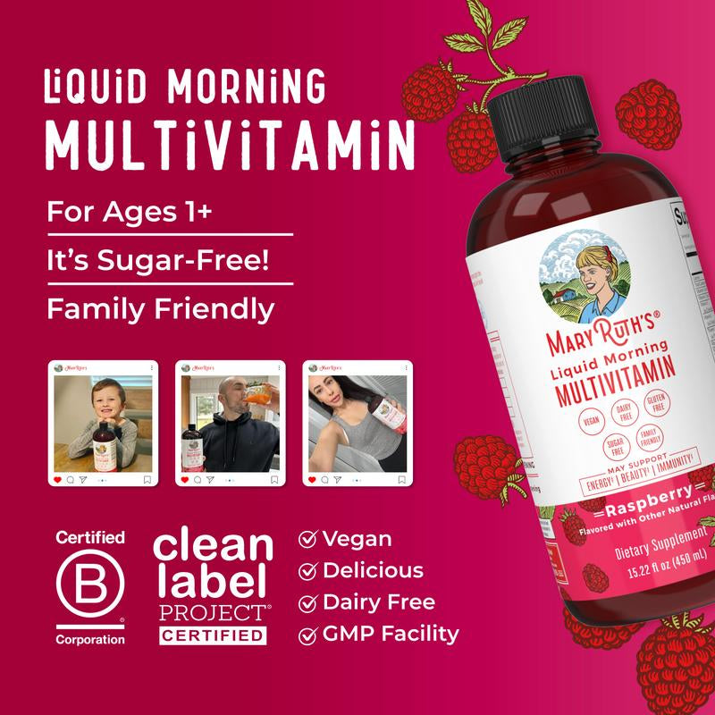 Maryruth'S Liquid Morning Multivitamin - B Complex Vitamins - Vitamins A, C, D, E - Zinc - Beauty - Vegan - Sugar Free - 15.22 Fl Oz