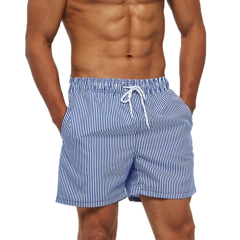 SILKWORLD Men'S Hawaiian Beach Shorts Quick Dry Swimming Trunks Bathing Suit Swimwear with Pockets Machine Washable Wind-Resistant above the Knee Elastic Waistband Fit