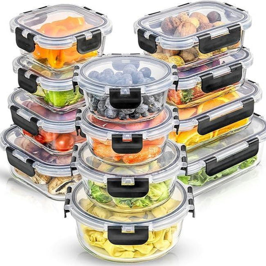 Joyjolt Joyful 24Pc Glass Food Storage Set - Airtight, Freezer-Safe, Perfect for Meal Prep & Pantry! Kitchen Container