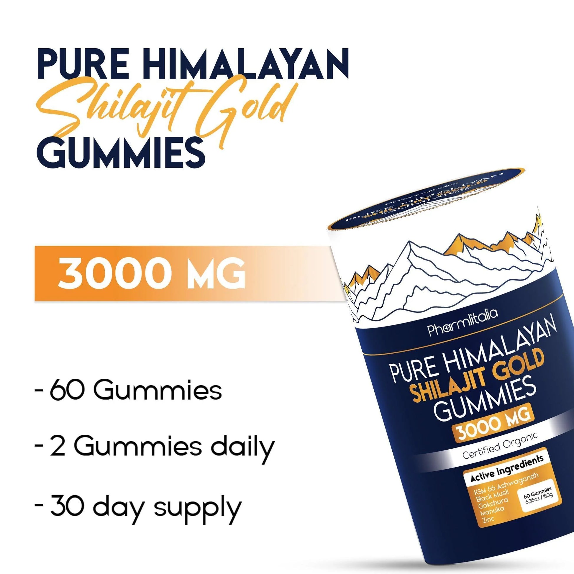 Pure Himalayan Shilajit Gold Gummies 3000 Mg Shilajit Gummies for Men & Women