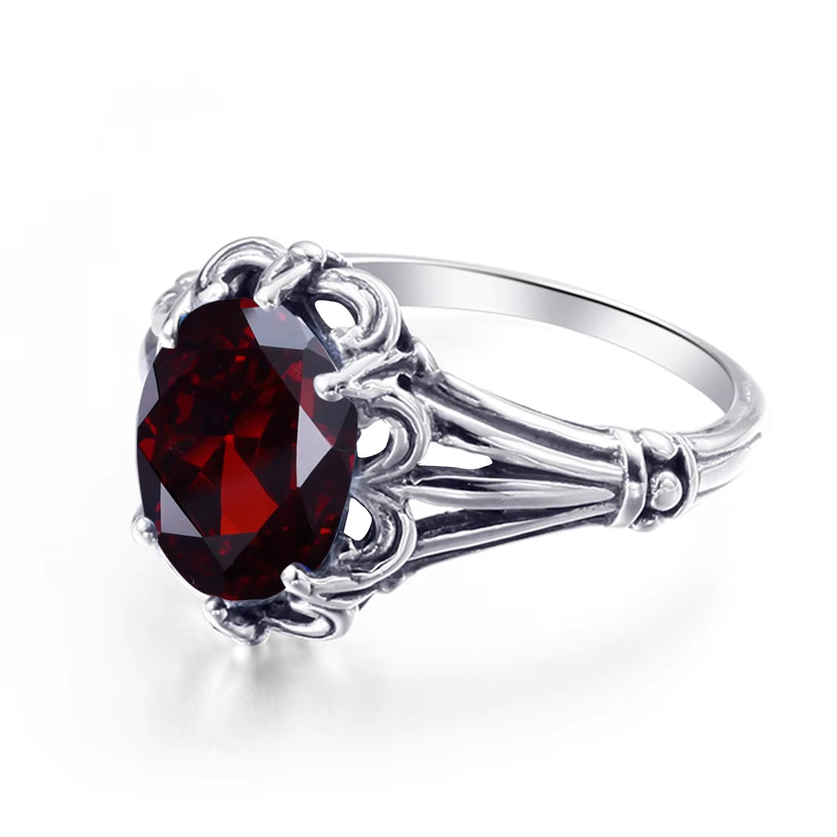 100% 925 Sterling Silver Rings Oval Design Garnet Bohemian Handmade Victoria Wieck Rings for Women Fine Jewelry