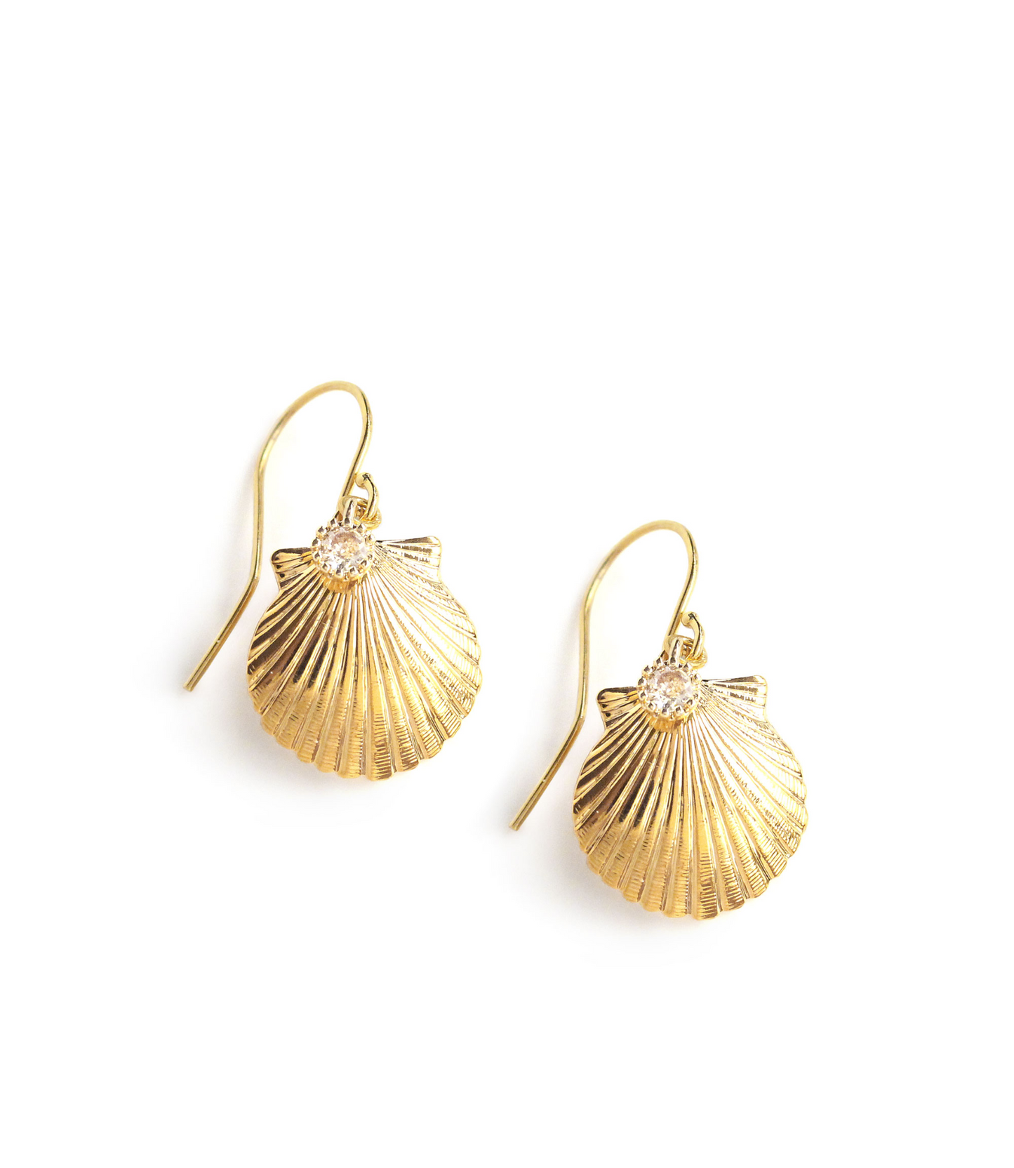 18K gold plated seashell earrings with crystals