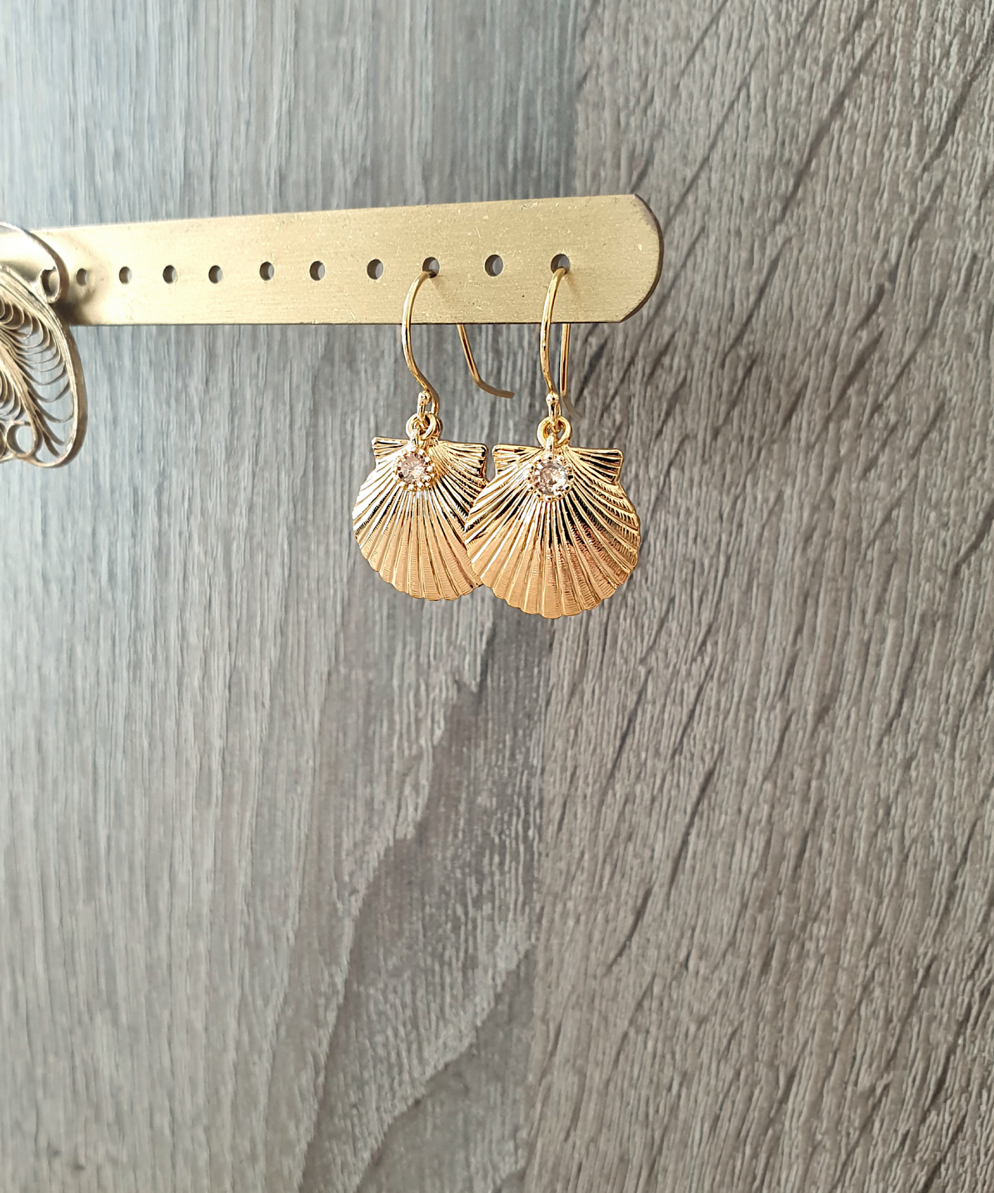 18K gold plated seashell earrings with crystals