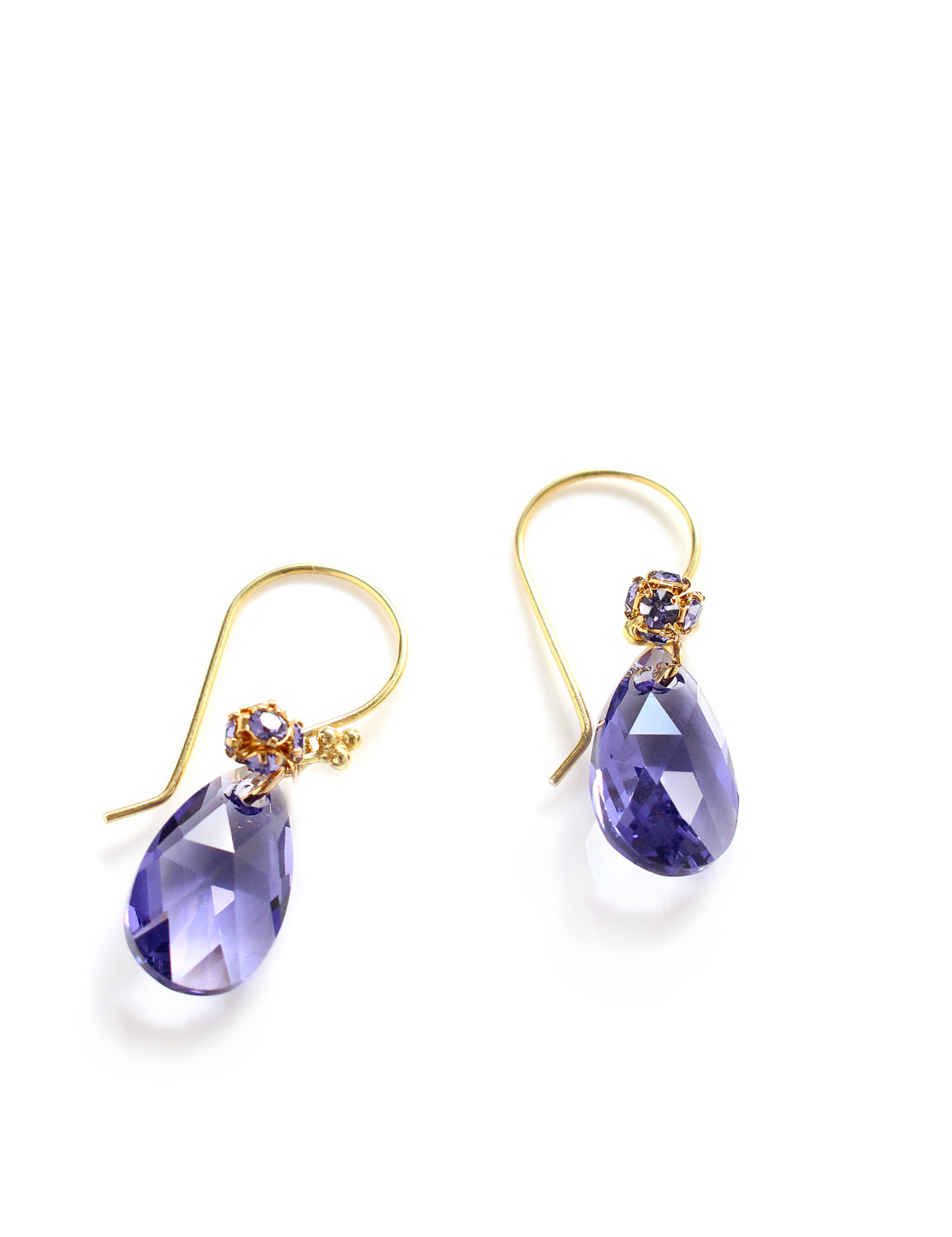 18K gold plated earrings with Tanzanite crystal drops