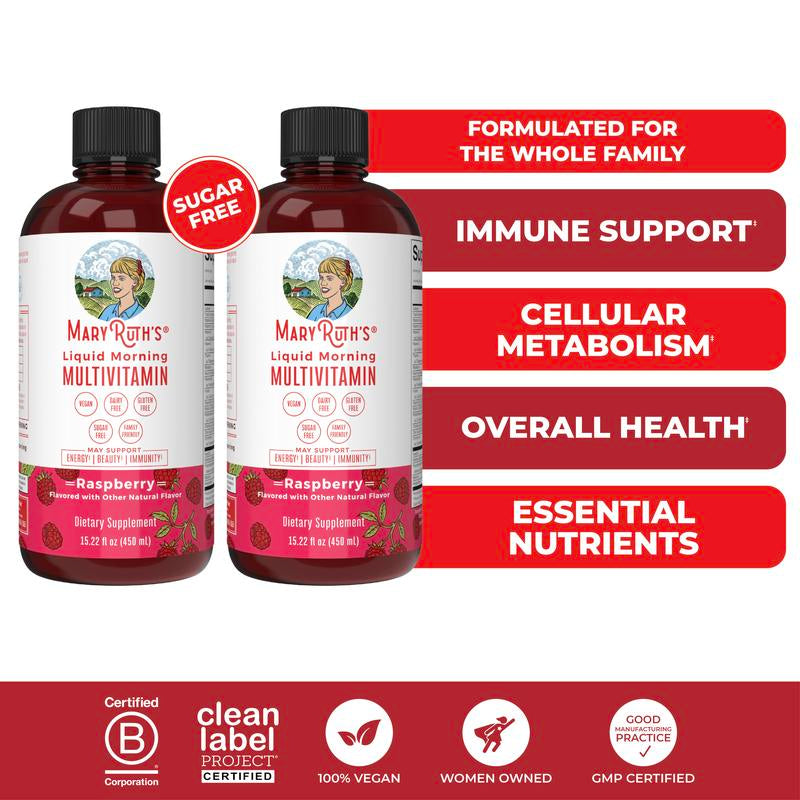 Maryruth'S Liquid Morning Multivitamin - B Complex Vitamins - Vitamins A, C, D, E - Zinc - Beauty - Vegan - Sugar Free - 15.22 Fl Oz