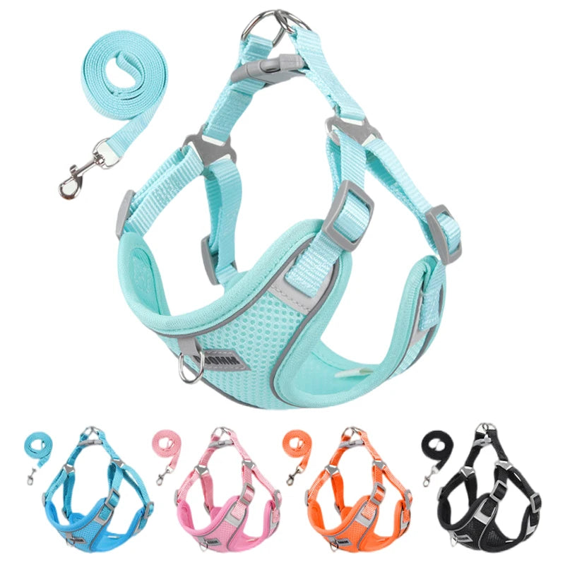 Dog Harness Leash Set for Small Medium Dog Cat Chest Strap Reflective Dog Clothes Vest Set Chihuahua Outdoor Walking Pet Supplie