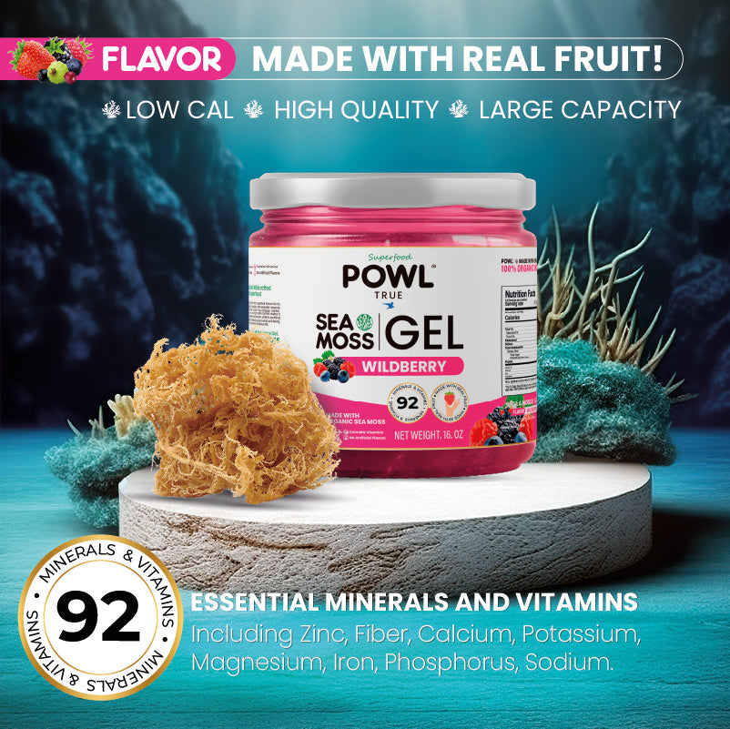 Organic Sea Moss Gel - Wildcrafted Irish Natural Superfood - WildBerry flavor.