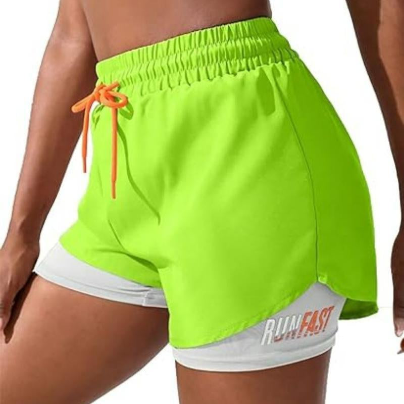 OVESPORT Fitness Women'S Fitted Gym Shorts Drawstring Waist Wide Leg Baggy Lady Shorts, Athletic Pocket Zip