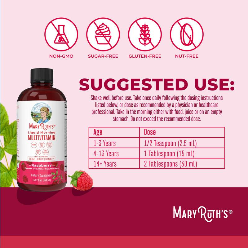 Maryruth'S Liquid Morning Multivitamin - B Complex Vitamins - Vitamins A, C, D, E - Zinc - Beauty - Vegan - Sugar Free - 15.22 Fl Oz