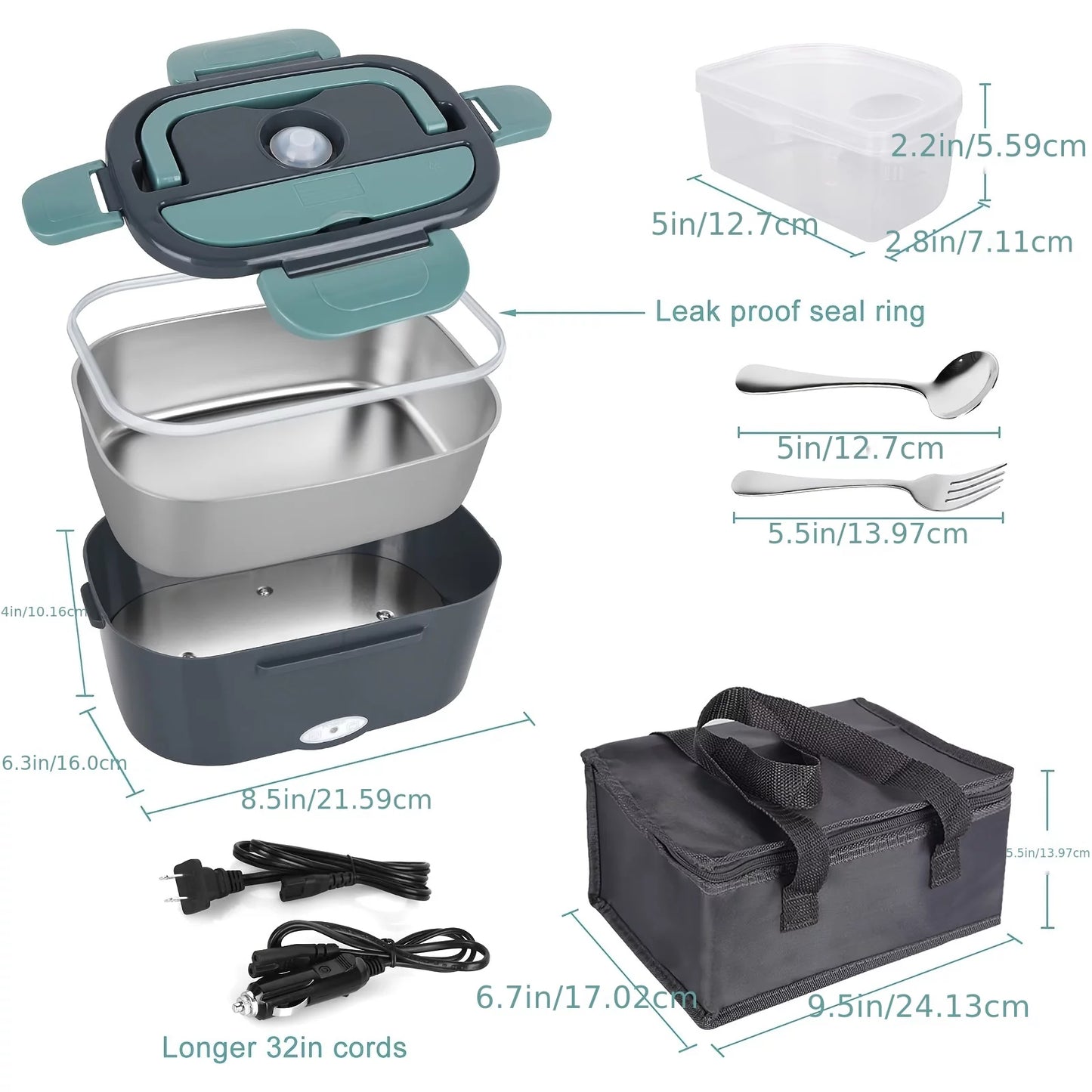 Electric Lunch Box Food Heater 3-In-1 Portable Food Warmer Lunch Box for Car & Home