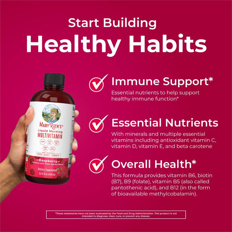 Maryruth'S Liquid Morning Multivitamin - B Complex Vitamins - Vitamins A, C, D, E - Zinc - Beauty - Vegan - Sugar Free - 15.22 Fl Oz