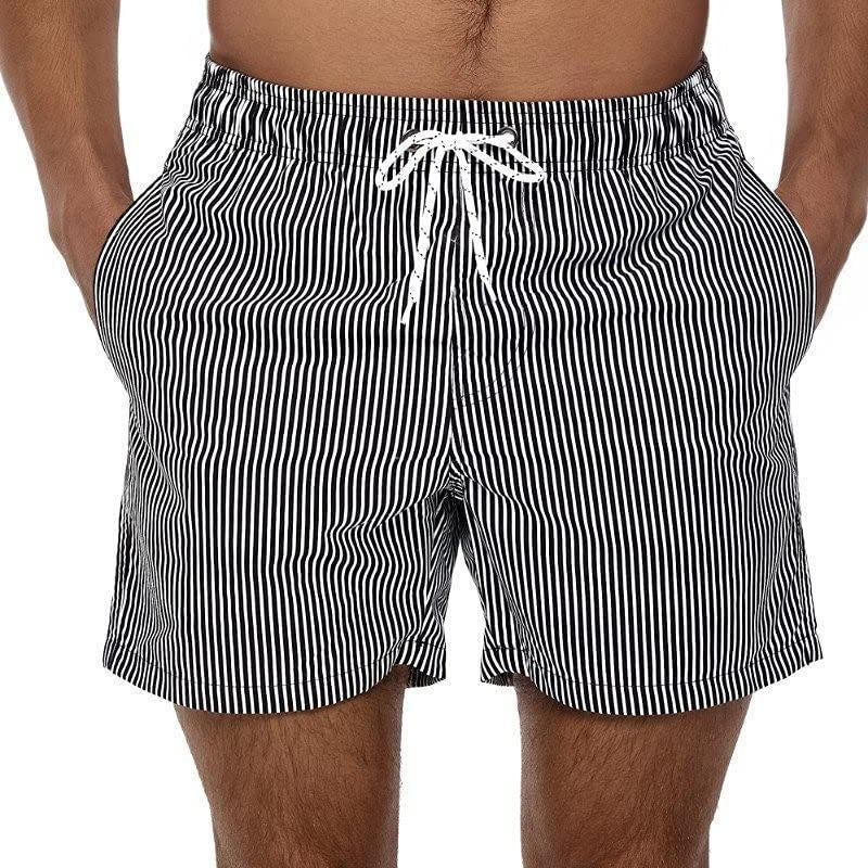 SILKWORLD Men'S Hawaiian Beach Shorts Quick Dry Swimming Trunks Bathing Suit Swimwear with Pockets Machine Washable Wind-Resistant above the Knee Elastic Waistband Fit