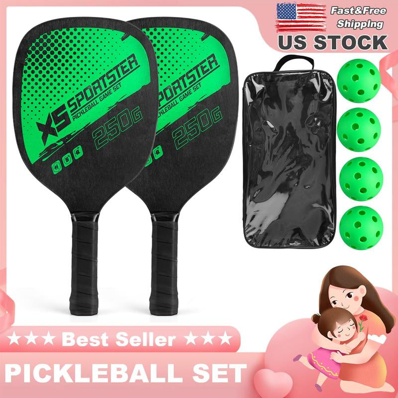 Pickleball Set, 6 Counts/Set Including 2 Counts Pickleball Paddles & 4 Counts Balls, Lightweight Pickleball Racket Set, Suitable for Beginners & Advanced Players