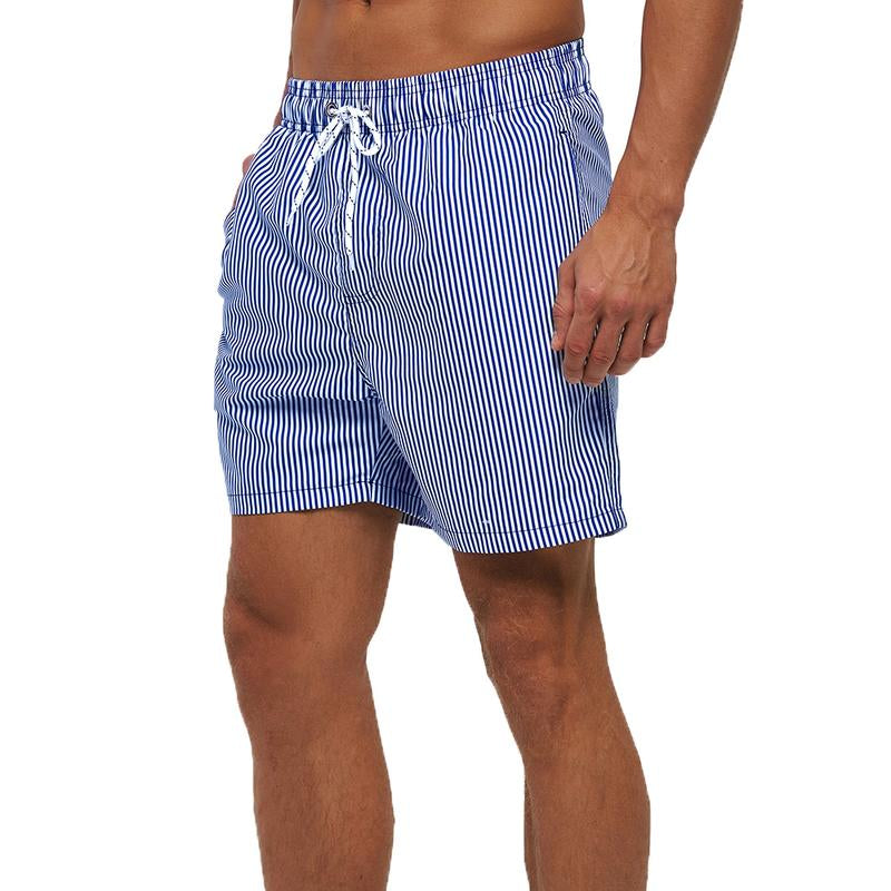 SILKWORLD Men'S Hawaiian Beach Shorts Quick Dry Swimming Trunks Bathing Suit Swimwear with Pockets Machine Washable Wind-Resistant above the Knee Elastic Waistband Fit