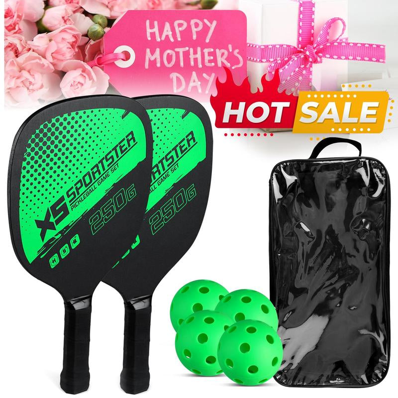 Pickleball Set, 6 Counts/Set Including 2 Counts Pickleball Paddles & 4 Counts Balls, Lightweight Pickleball Racket Set, Suitable for Beginners & Advanced Players