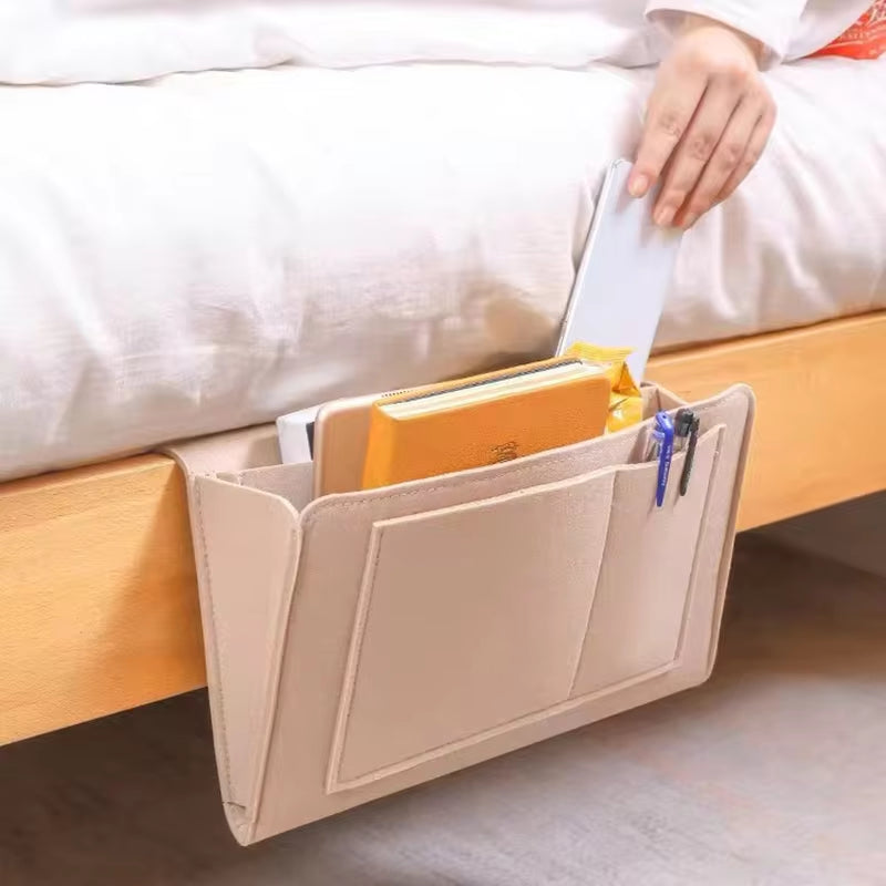 Felt Bedside Storage Organizer Anti-Slip Bedside Bag Bed Sofa Side Pouch Hanging Couch Storage Bed Holder Pockets for Sofa