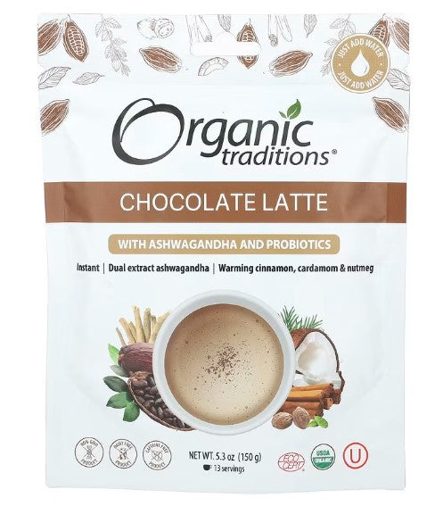 Chocolate Latte with Ashwagandha and Probiotics, 5.3 oz (150 g)