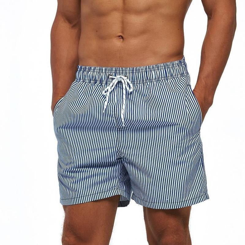 SILKWORLD Men'S Hawaiian Beach Shorts Quick Dry Swimming Trunks Bathing Suit Swimwear with Pockets Machine Washable Wind-Resistant above the Knee Elastic Waistband Fit