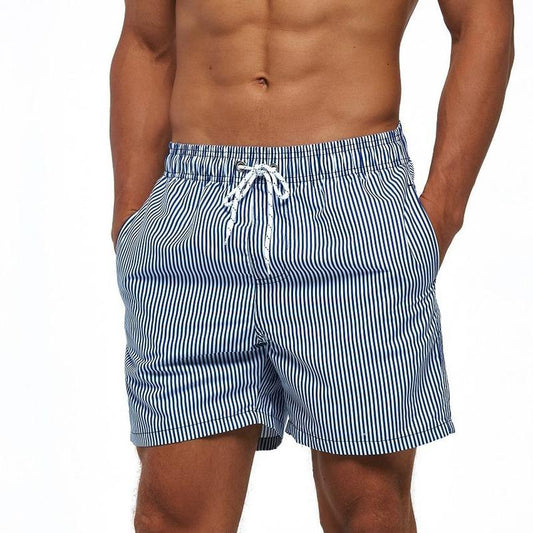 SILKWORLD Men'S Hawaiian Beach Shorts Quick Dry Swimming Trunks Bathing Suit Swimwear with Pockets Machine Washable Wind-Resistant above the Knee Elastic Waistband Fit