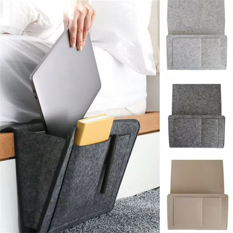 Felt Bedside Storage Organizer Anti-Slip Bedside Bag Bed Sofa Side Pouch Hanging Couch Storage Bed Holder Pockets for Sofa