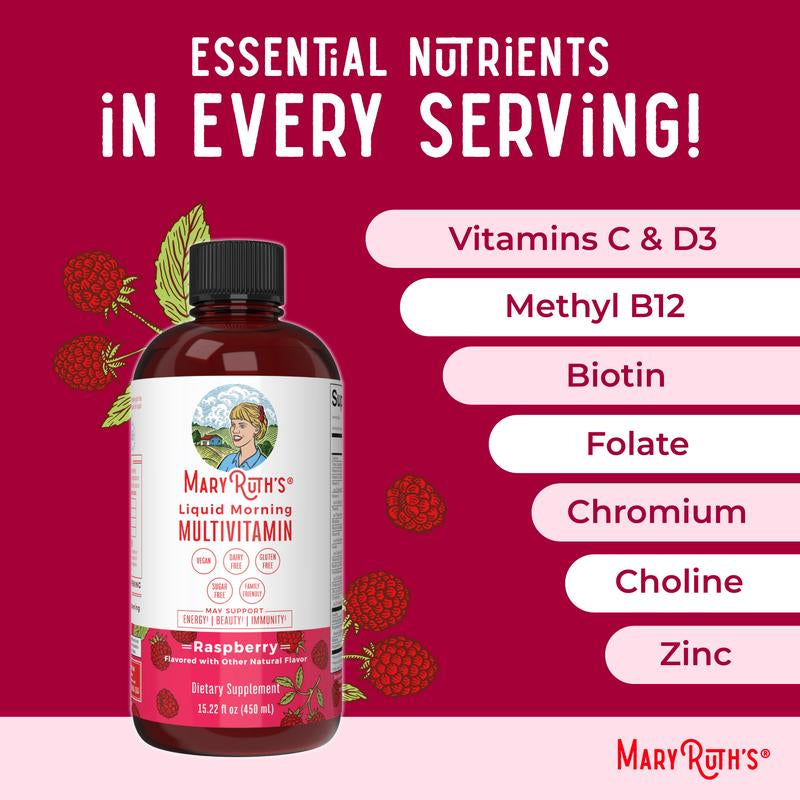 Maryruth'S Liquid Morning Multivitamin - B Complex Vitamins - Vitamins A, C, D, E - Zinc - Beauty - Vegan - Sugar Free - 15.22 Fl Oz