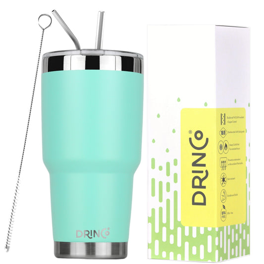 DRINCO® 30oz Insulated Tumbler Spill Proof Lid w/2 Straws (Teal)