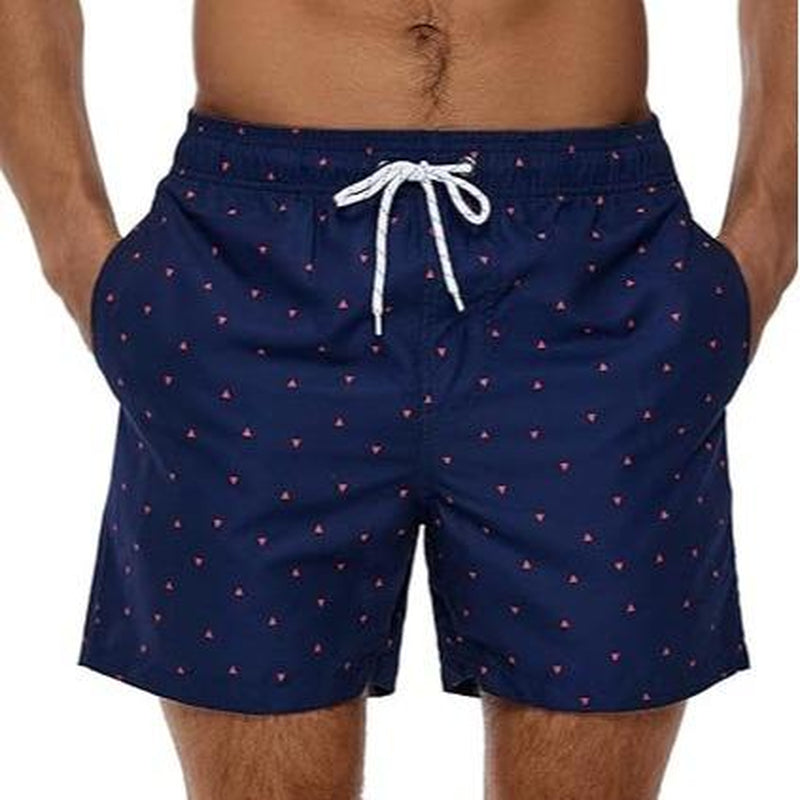 SILKWORLD Men'S Hawaiian Beach Shorts Quick Dry Swimming Trunks Bathing Suit Swimwear with Pockets Machine Washable Wind-Resistant above the Knee Elastic Waistband Fit