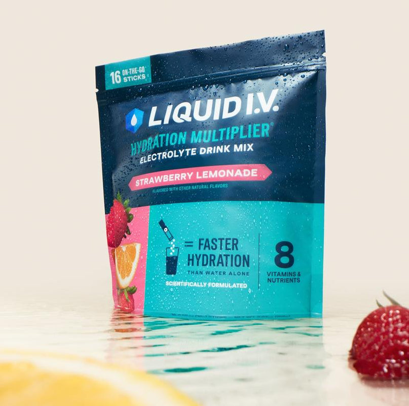 Liquid I.V. Hydration Multiplier - Strawberry Lemonade - Hydration Powder Packets | Electrolyte Powder Drink Mix | Convenient Single-Serving Sticks | 8 Vitamins & Nutrients | 1 Pack (16 Servings)​